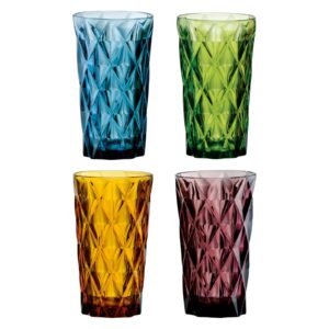 artland high gate 14 oz assorted colors highball in a gift box (set of 4), small, glass, 30031