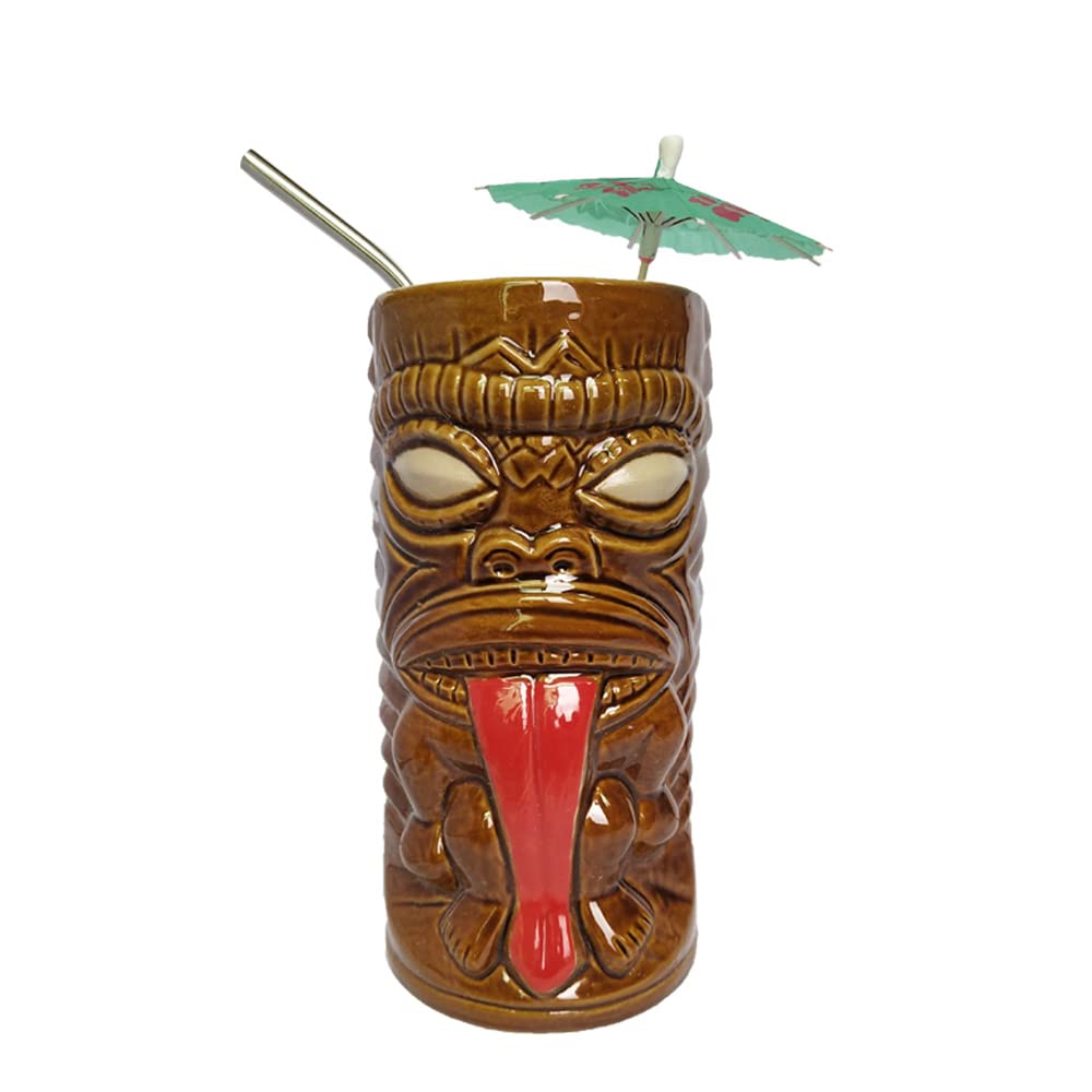 Wrendefull Tiki mug Tiki Glasses Tiki cup Hawaiian Party Drinkware Cocktail Glasses Holiday Display Ornaments