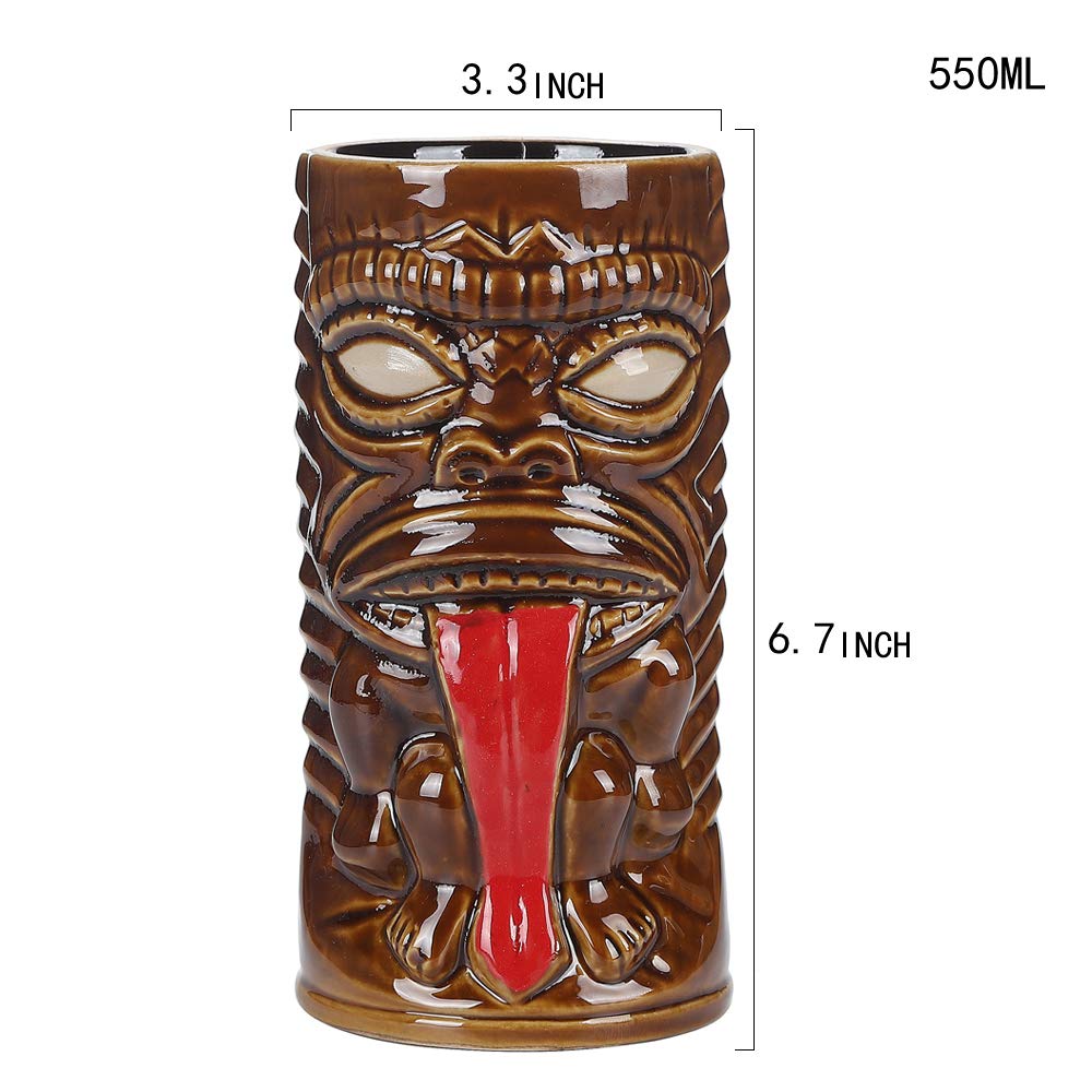 Wrendefull Tiki mug Tiki Glasses Tiki cup Hawaiian Party Drinkware Cocktail Glasses Holiday Display Ornaments