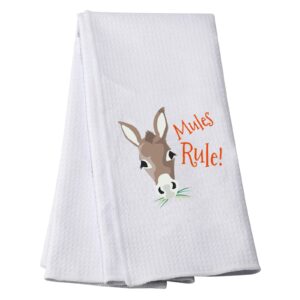meikiup funny mule kitchen towel mule lover gift backyard farmer gift donkey mule girl gift mules rule hostess towel housewarming gift (mules rule towel)