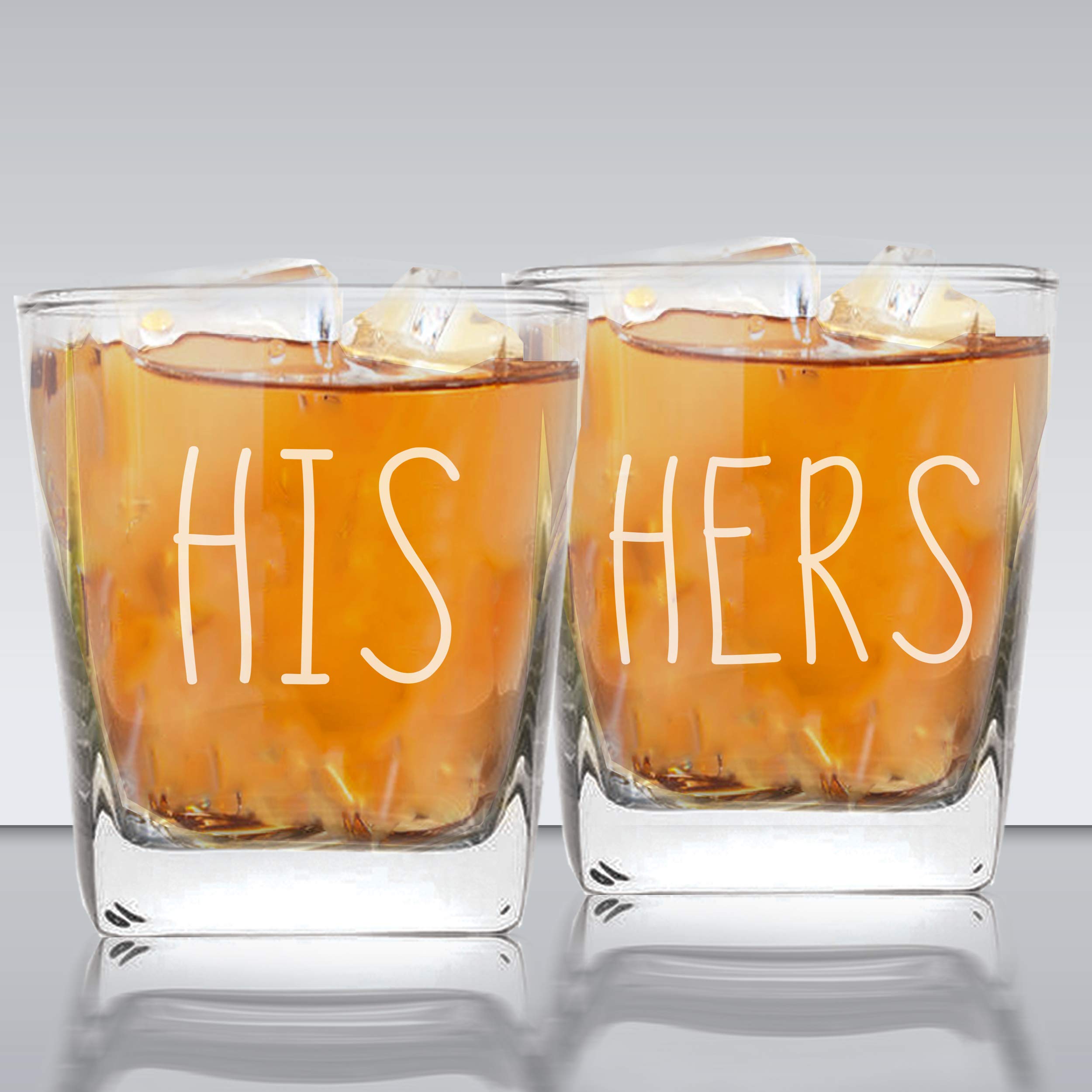 My Personal Memories His and Hers Square Rocks Whiskey Glasses Gift Set of 2