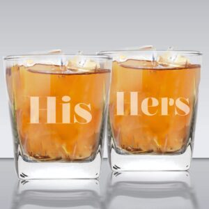 My Personal Memories His and Hers Square Rocks Whiskey Glasses Gift Set of 2