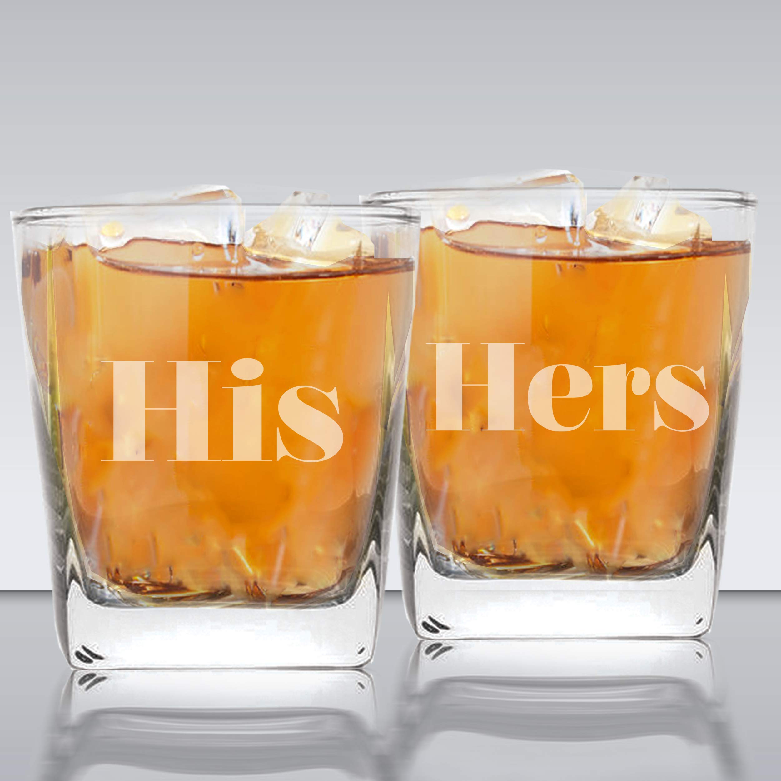 My Personal Memories His and Hers Square Rocks Whiskey Glasses Gift Set of 2