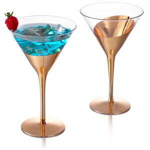 mygift copper toned accent martini glasses - metallic angled cocktail 8-ounce glass, set of 2