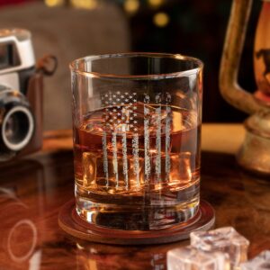 Distressed American Flag - Old Fashioned Whiskey Rocks Bourbon Glass - 10 oz capacity