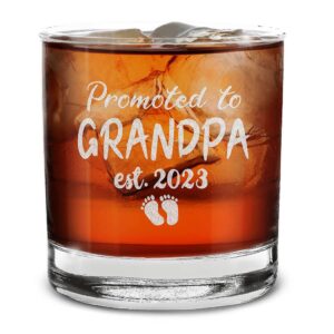 shop4ever® promoted to grandpa est 2023 engraved whiskey glass gift for first time grandpa, new granddad, grandpa to be