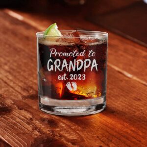 shop4ever® Promoted To Grandpa Est 2023 Engraved Whiskey Glass Gift for First Time Grandpa, New Granddad, Grandpa to Be