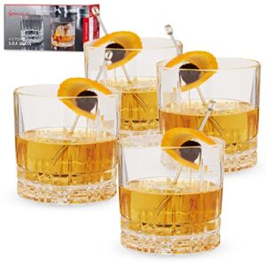 spiegelau perfect serve single old fashioned glass set of 4 - lowball cocktail glasses, european-made crystal, dishwasher safe, professional quality cocktail glass gift set - 9.5 oz