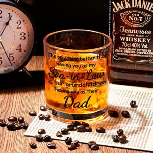 Modwnfy Son in Law Gifts from Father in Law Mother in Law, Father’s Day Gift for Son in Law, Son in Law Whiskey Glass, Funny Old Fashioned Glass for Son in Law New Dad Father to Be, 10 Oz