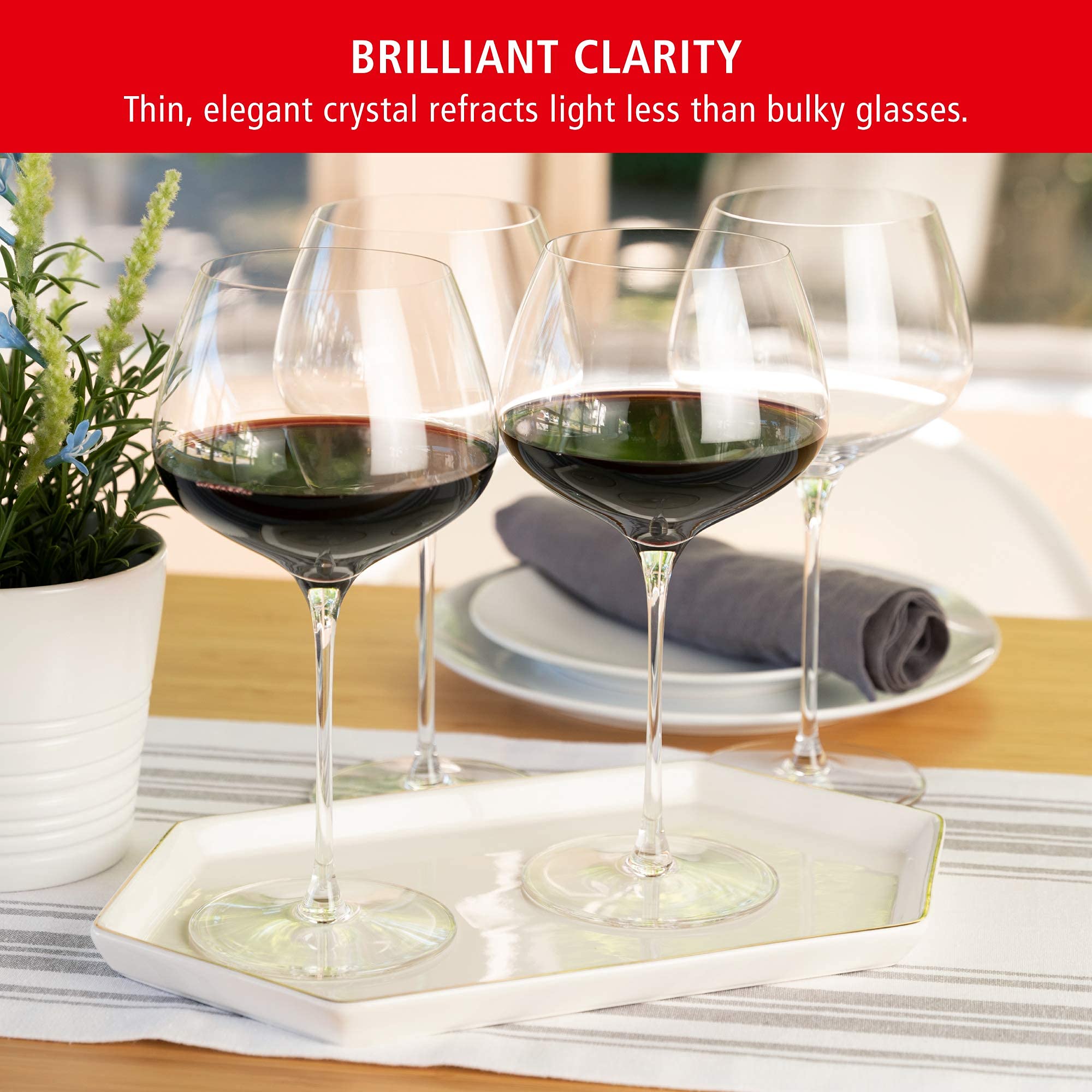 Spiegelau Willsberger Burgundy Wine Glasses, Set of 4, European-Made Lead-Free Crystal, Classic Stemmed, Dishwasher Safe, Professional Quality Red Wine Glass Gift Set, 25.6 oz
