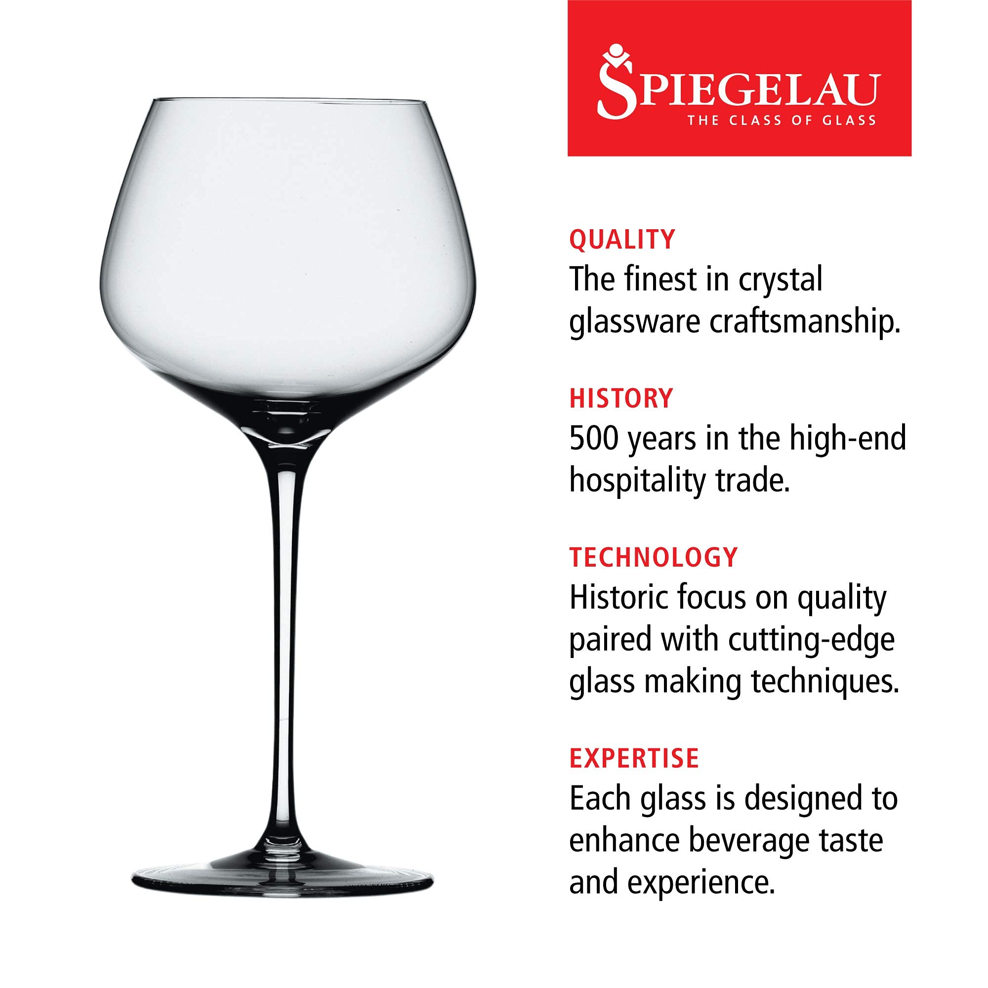 Spiegelau Willsberger Burgundy Wine Glasses, Set of 4, European-Made Lead-Free Crystal, Classic Stemmed, Dishwasher Safe, Professional Quality Red Wine Glass Gift Set, 25.6 oz