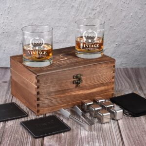 31st Birthday Gifts for Men, Vintage 1993 Whiskey Glass and Stones Gift Set of 2, Funny 31 Birthday Gift for Dad Husband Brother, 31 Birthday Present Ideas for Him, 31 Year Old Bday Decorations