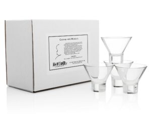 history company the alfred hitchcock genuine original “tippi” stemless martini cocktail glass, 4-piece set (gift box collection)
