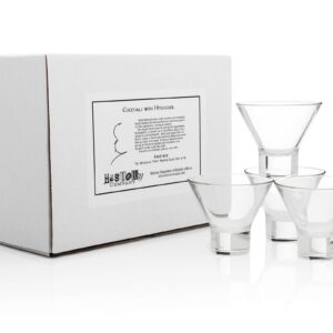 HISTORY COMPANY The Alfred Hitchcock Genuine Original “Tippi” Stemless Martini Cocktail Glass, 4-Piece Set (Gift Box Collection)