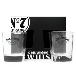 jack daniels official - jack daniels whiskey glasses, set of 2 licensed jack daniel's old no 7 branded glass whiskey tumbler 330 ml - 11oz premium whisky glass set - jack daniels gifts for men, women