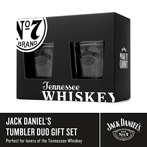 Jack Daniels Official - Jack Daniels Whiskey Glasses, Set of 2 Licensed Jack Daniel's Old No 7 Branded Glass Whiskey Tumbler 330 ml - 11oz Premium Whisky Glass Set - Jack Daniels Gifts for Men, Women