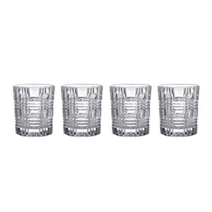 elle decor toulouse old fashion whiskey glasses, set of 4, drinking glassware for water, juice, iced tea, beer, wine, liquor brandy, bourbon and beverage gift, 11oz, clear