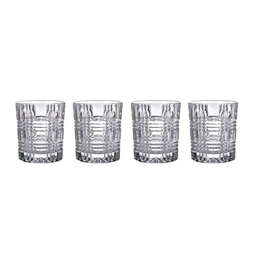 Elle Decor Toulouse Old Fashion Whiskey Glasses, Set of 4, Drinking Glassware for Water, Juice, Iced Tea, Beer, Wine, Liquor Brandy, Bourbon and Beverage Gift, 11oz, Clear