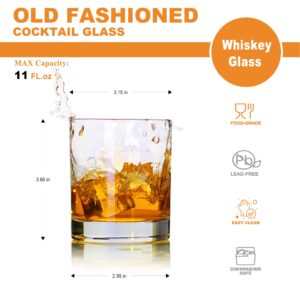 LUXU Whiskey Glasses,Premium 11 OZ Scotch Glasses Set of 4,Old Fashioned Whiskey Glasses,Perfect Idea for Scotch Lovers,Style Glassware for Bourbon,Rum glasses,Bar whiskey glasses,Clear