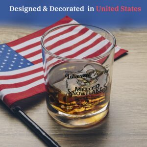 Patriots Cave - Liberal Tears Melted Snowflake Label Whiskey Glass | Republican Distillery Est. 1776 | Conservative Gifts For Men | Retirement Gifts for Old Men | Liberal Tears Wine Glass (11 oz)