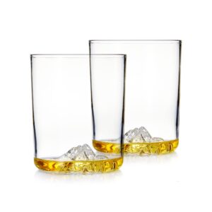 Huckberry Whiskey Peaks Iconic Mountain Bar Glasses, 11.5 oz Capacity, Lead-Free Crystal, Mt. Everest, Set of 2