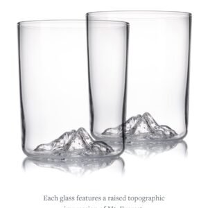 Huckberry Whiskey Peaks Iconic Mountain Bar Glasses, 11.5 oz Capacity, Lead-Free Crystal, Mt. Everest, Set of 2