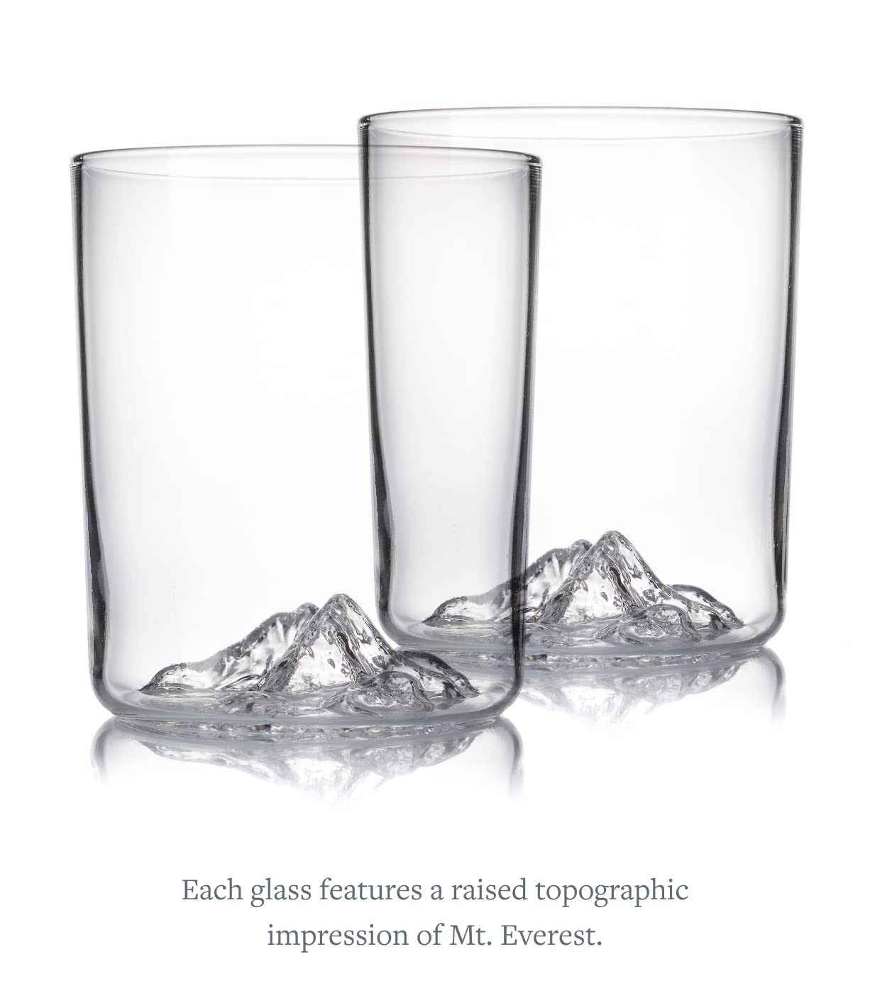 Huckberry Whiskey Peaks Iconic Mountain Bar Glasses, 11.5 oz Capacity, Lead-Free Crystal, Mt. Everest, Set of 2