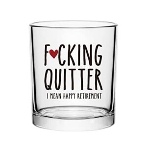 futtumy retirement gift, quitter i mean happy retirement whiskey glass, funny retired rock glass for men boss coworker employee husband dad, retirement gift christmas gift office gift, 10oz