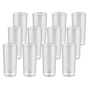 premium quality plastic drinking 8.1-ounce glasses, clear, unbreakable polycarbonate highball tumblers for water, juice, cocktails, dishwasher safe, tall for indoor outdoor use, reusable (set of 12)
