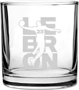 hat shark basketball sports athletic player - 3d laser engraved scotch whiskey glass 10.5 oz (lebron #23)