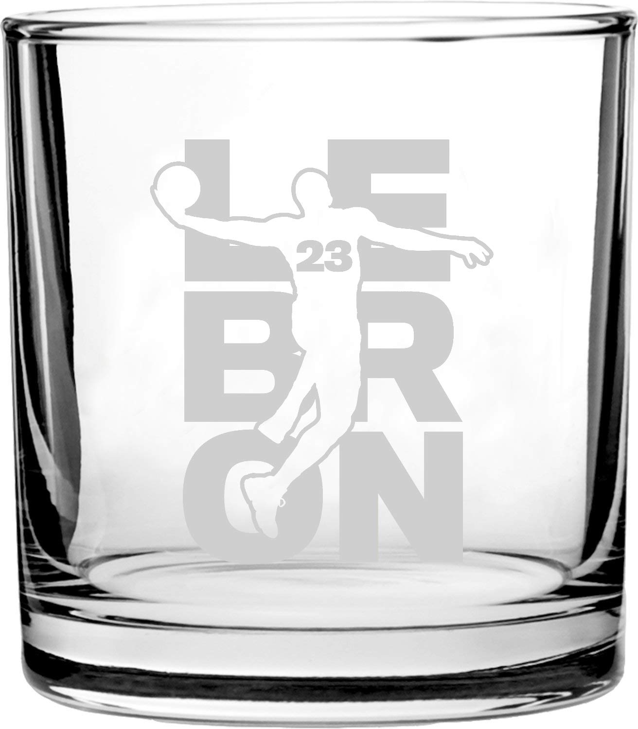 Hat Shark Basketball Sports Athletic Player - 3D Laser Engraved Scotch Whiskey Glass 10.5 oz (Lebron #23)