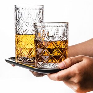 Yesland 6 Pack Vintage Drinking Glasses, 10 oz Clear Hobnail Glasses Tumbler - Embossed Water Glassware Set for Juice, Beverages, Beer, Cocktail, Whisky, Dinner Parties, Bars, Restaurants