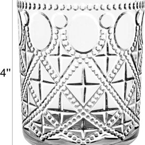 Yesland 6 Pack Vintage Drinking Glasses, 10 oz Clear Hobnail Glasses Tumbler - Embossed Water Glassware Set for Juice, Beverages, Beer, Cocktail, Whisky, Dinner Parties, Bars, Restaurants