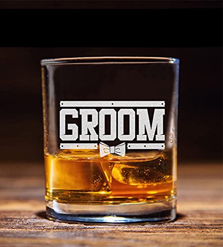 NeeNoNex Groom Bow Tie Whiskey Glass - Wedding Bachelor Party Gift for Groom