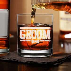 NeeNoNex Groom Bow Tie Whiskey Glass - Wedding Bachelor Party Gift for Groom