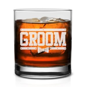 NeeNoNex Groom Bow Tie Whiskey Glass - Wedding Bachelor Party Gift for Groom