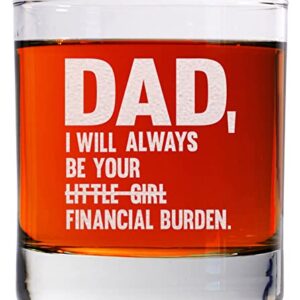 CARVELITA Dad I Will Always Be Your Little Girl Financial Burden 11oz Engraved Whiskey Glasses - Dad Gifts From Daughters, Funny Dad Glasses, Financial Burden Dad Mug, Dad Favorite Child