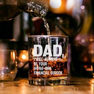 CARVELITA Dad I Will Always Be Your Little Girl Financial Burden 11oz Engraved Whiskey Glasses - Dad Gifts From Daughters, Funny Dad Glasses, Financial Burden Dad Mug, Dad Favorite Child