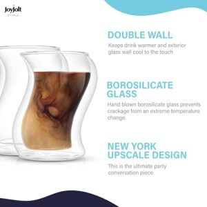 JoyJolt Pivot Double Insulated Cocktail Glasses - Set of 2 Unique 8 oz Double Wall Tumbler - Engaging Optical Effect Double Wall Glass - Suitable for Tea, Cappuccino, Coffee, or Iced Beverages