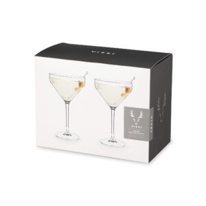 Viski Angled Martini Glasses, Preium Crystal Cocktail Coupe Glasses, Home and Bar Drinkware, Stemmed Cocktail Glasses, Perfect Cocktail Glass Gift Set of 2, 9oz