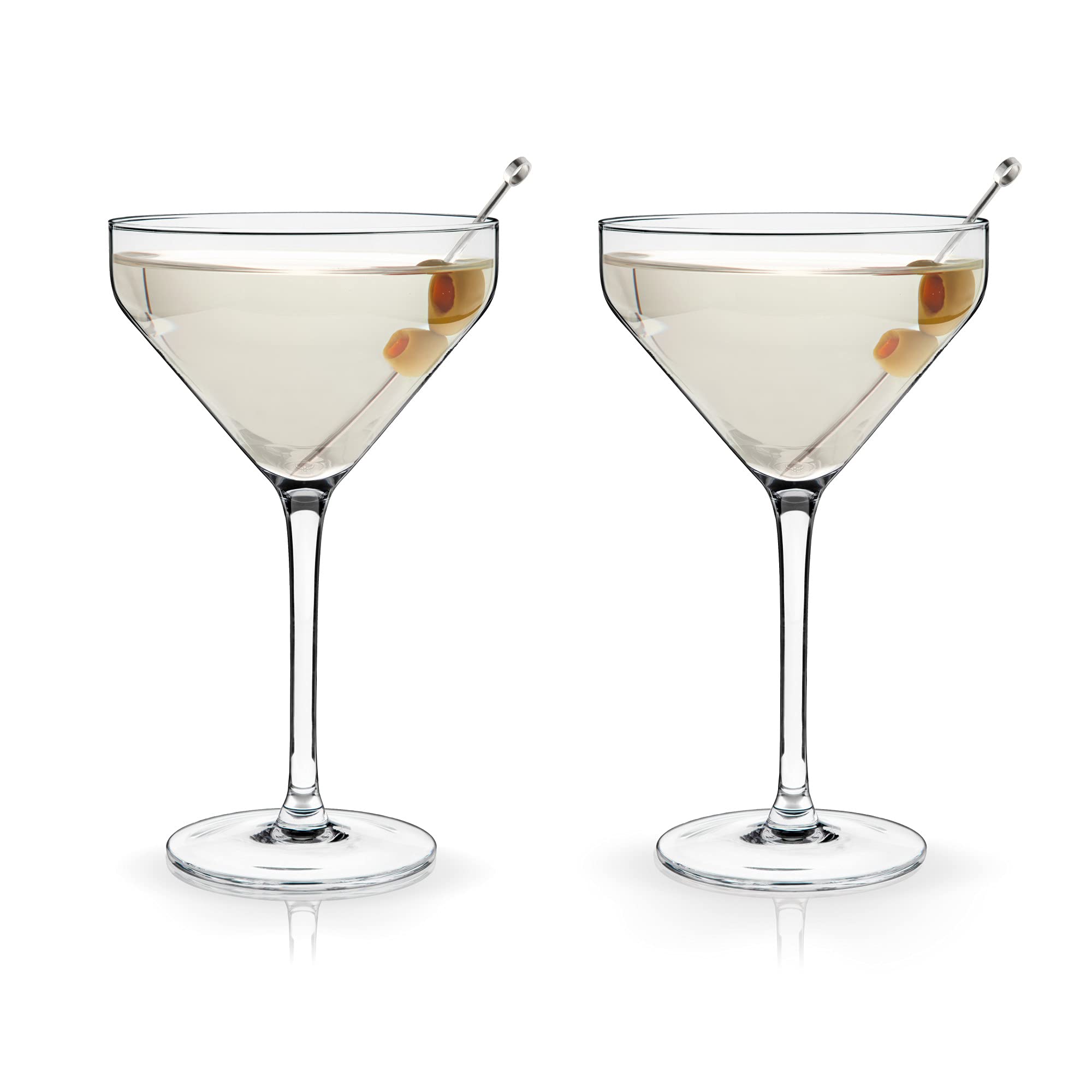 Viski Angled Martini Glasses, Preium Crystal Cocktail Coupe Glasses, Home and Bar Drinkware, Stemmed Cocktail Glasses, Perfect Cocktail Glass Gift Set of 2, 9oz