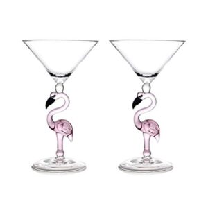 creative pink flamingo cocktail martini goblet glass cool tableware unique bar wine set (2, 200ml cocktail glass)
