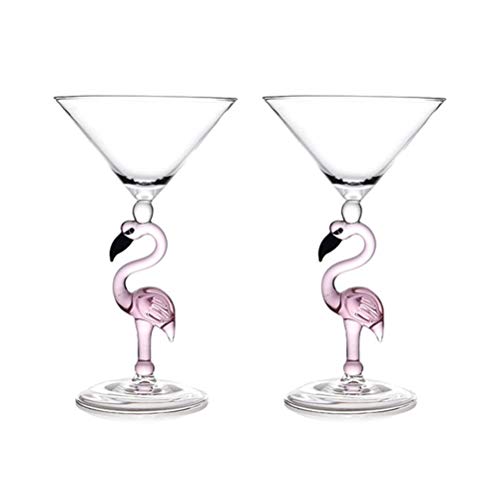 Creative Pink Flamingo Cocktail Martini Goblet Glass Cool Tableware Unique Bar Wine Set (2, 200ML cocktail glass)