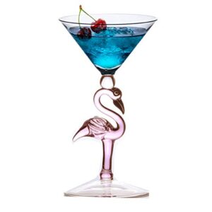 Creative Pink Flamingo Cocktail Martini Goblet Glass Cool Tableware Unique Bar Wine Set (2, 200ML cocktail glass)