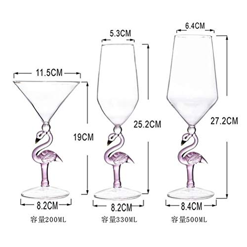 Creative Pink Flamingo Cocktail Martini Goblet Glass Cool Tableware Unique Bar Wine Set (2, 200ML cocktail glass)