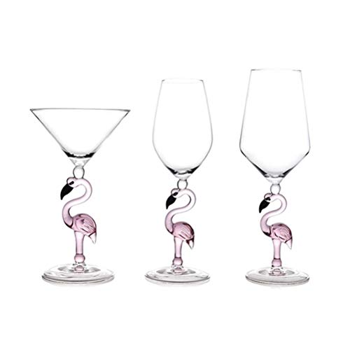 Creative Pink Flamingo Cocktail Martini Goblet Glass Cool Tableware Unique Bar Wine Set (2, 200ML cocktail glass)