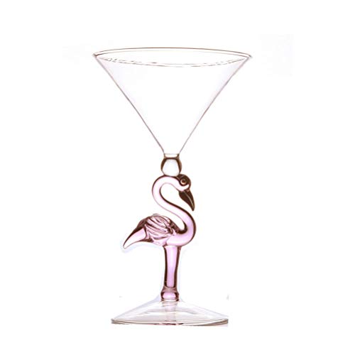 Creative Pink Flamingo Cocktail Martini Goblet Glass Cool Tableware Unique Bar Wine Set (2, 200ML cocktail glass)