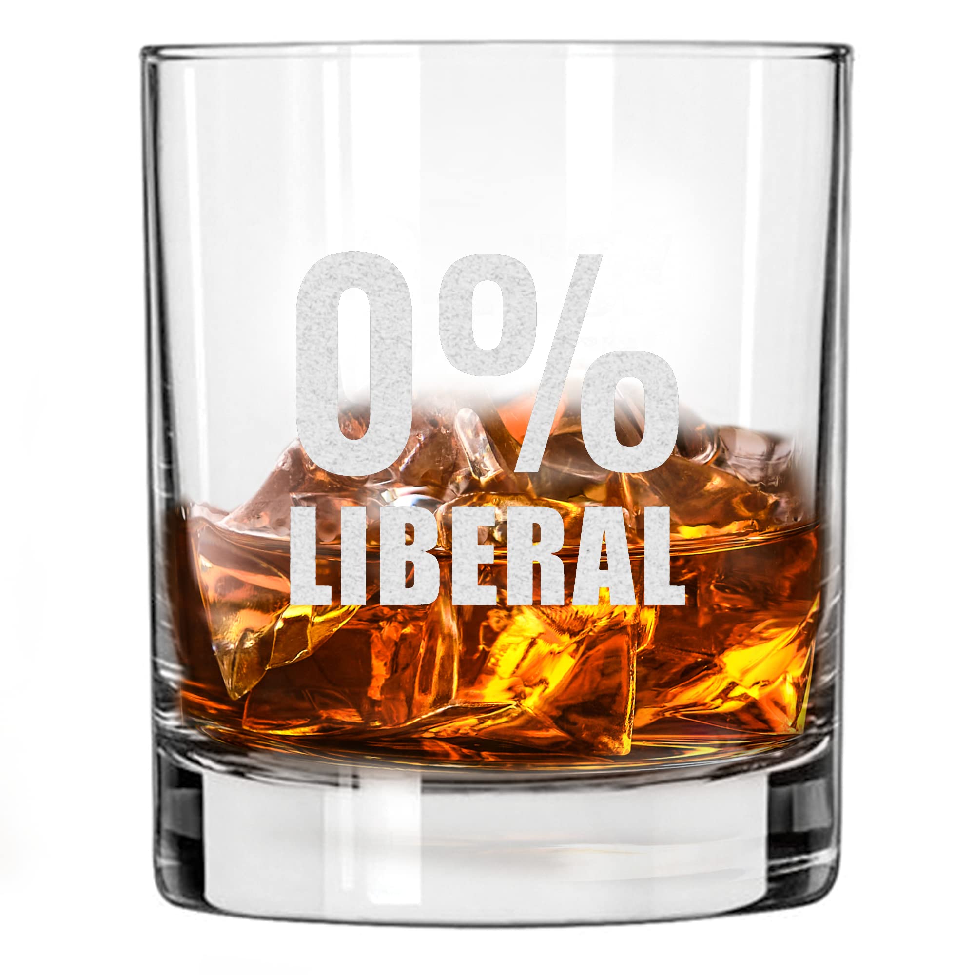 Patriots Cave 0% Liberal | Republican Trump Glass | 11 oz Bourbon Whiskey Rock Glass | Old Fashioned Whiskey Tasting Glasses For Men | Retirement Gifts For Men | Made In USA