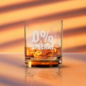 Patriots Cave 0% Liberal | Republican Trump Glass | 11 oz Bourbon Whiskey Rock Glass | Old Fashioned Whiskey Tasting Glasses For Men | Retirement Gifts For Men | Made In USA