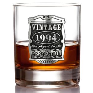 english pewter company vintage years 1994 30th birthday or anniversary old fashioned whisky rocks glass tumbler - unique gift idea for men [vin130]